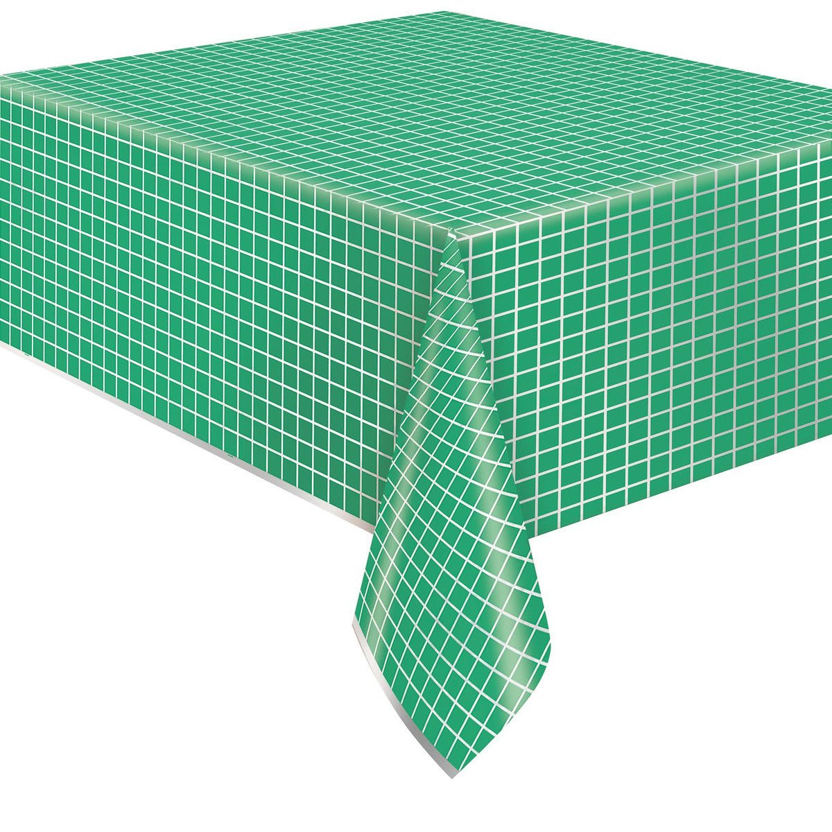 Silver & Bright Green Printed Foil Tablecover 137cm x 213cm - The Party Marketplace