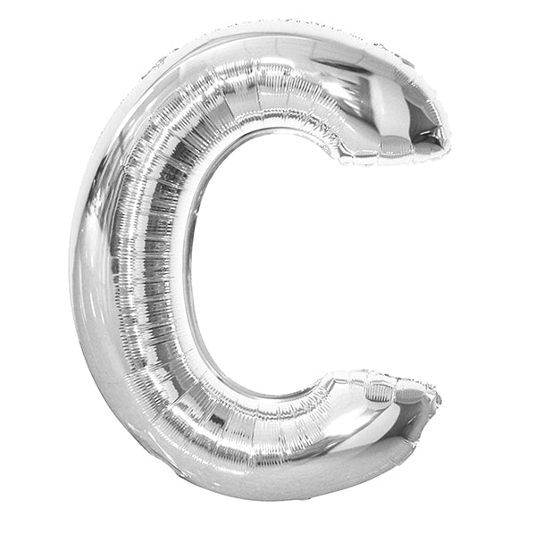 Silver "C" Letter Foil Balloon (86cm) - The Party Marketplace