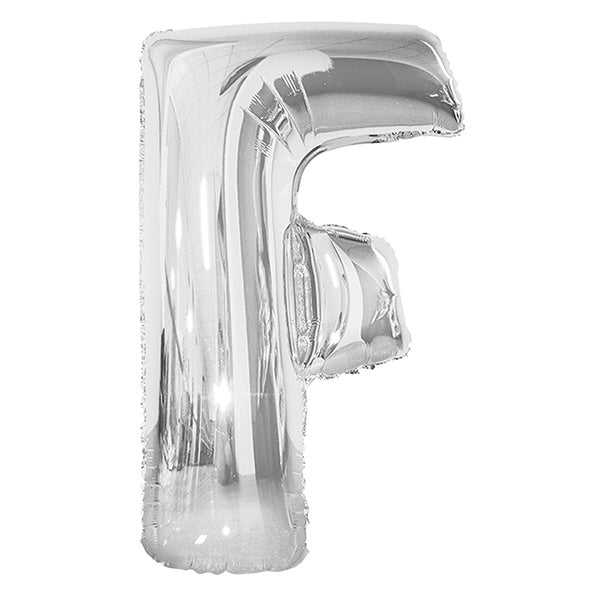 Silver "F" Letter Foil Balloon (86cm) - The Party Marketplace