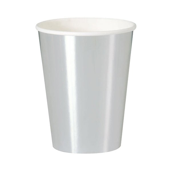 Silver Foil Paper Cups 270ml (Pack of 8) - The Party Marketplace