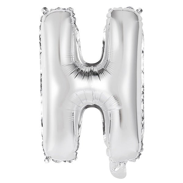 Silver "H" Letter Foil Balloon (35cm) - The Party Marketplace