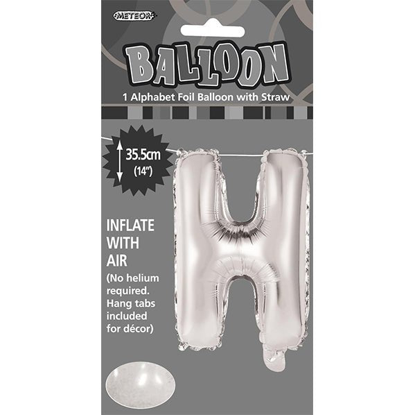 Silver "H" Letter Foil Balloon (35cm) - The Party Marketplace