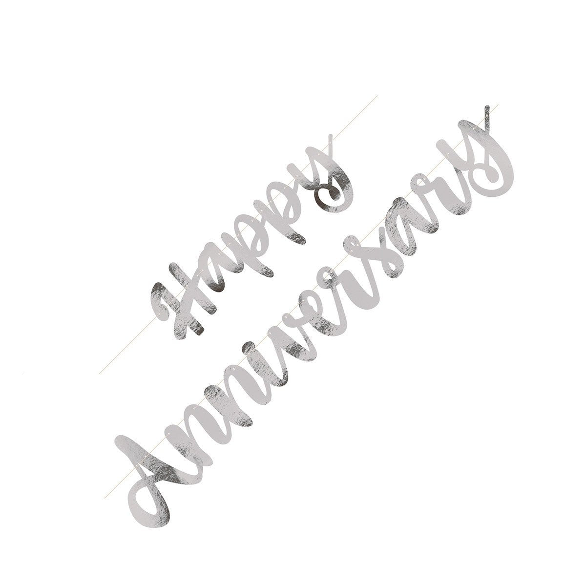 Silver "Happy Anniversary" Jointed Banner - 1.82m - The Party Marketplace