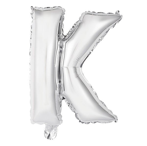 Silver "K" Letter Foil Balloon (35cm) - The Party Marketplace