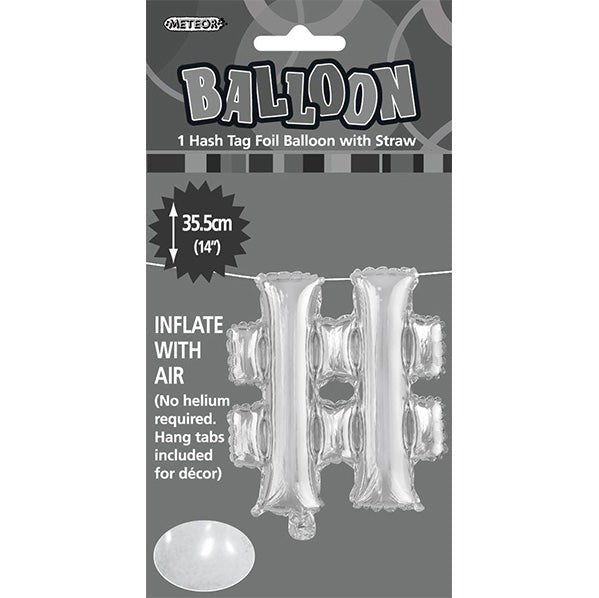 Silver "#" Letter Foil Balloon (35cm) - The Party Marketplace