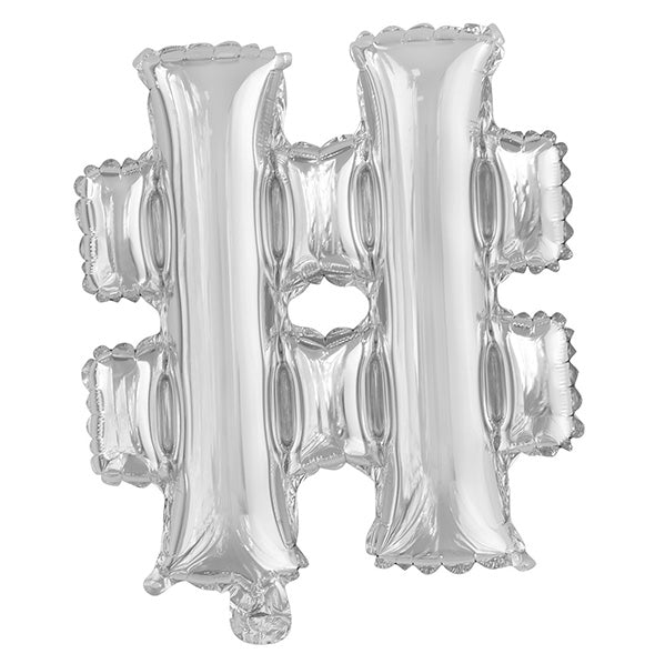 Silver "#" Letter Foil Balloon (35cm) - The Party Marketplace
