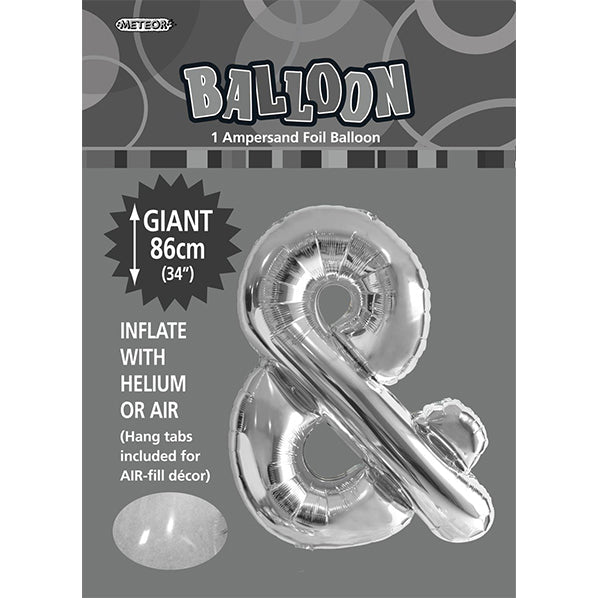 Silver "&" Letter Foil Balloon (86cm) - The Party Marketplace