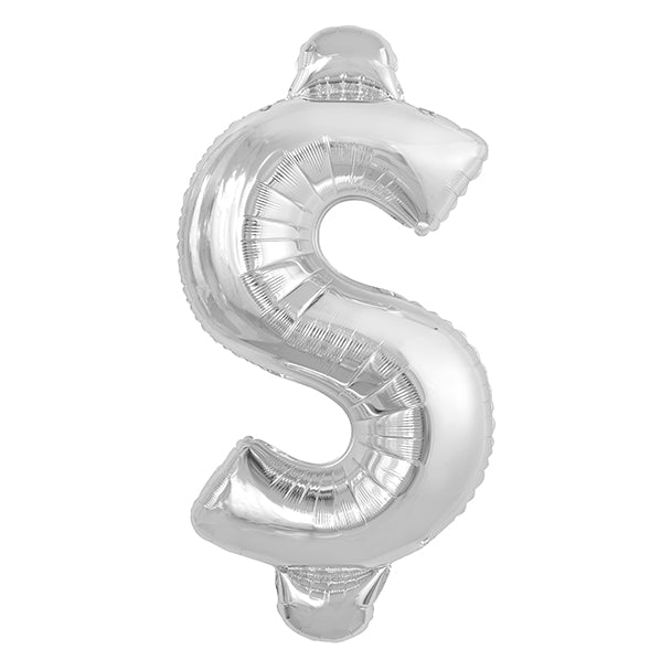 Silver "$" Letter Foil Balloon (86cm) - The Party Marketplace