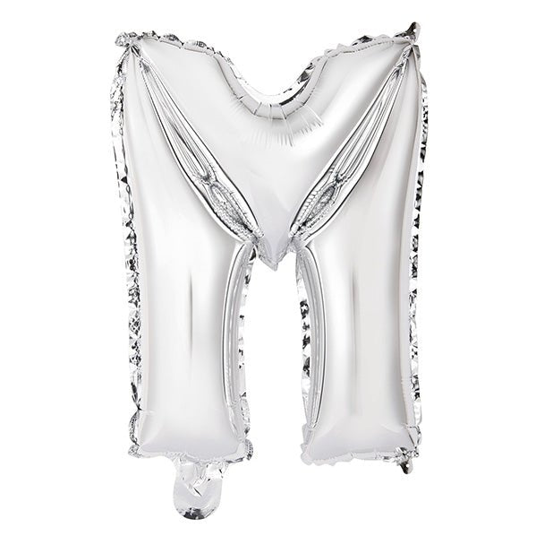 Silver "M" Letter Foil Balloon (35cm) - The Party Marketplace