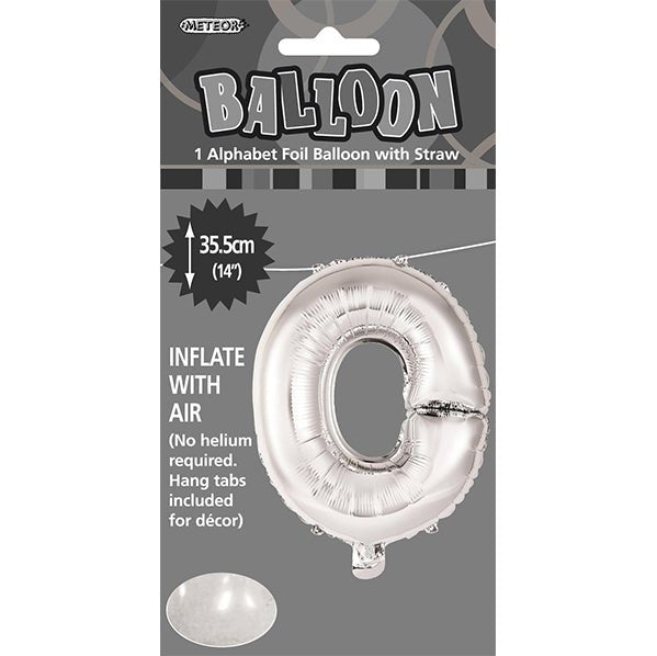 Silver "O" Letter Foil Balloon (35cm) - The Party Marketplace