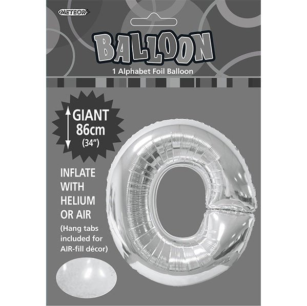 Silver "O" Letter Foil Balloon (86cm) - The Party Marketplace