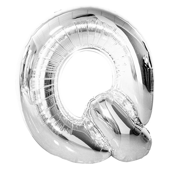 Silver "Q" Letter Foil Balloon (86cm) - The Party Marketplace
