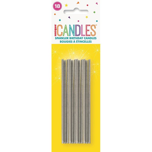 Silver Sparkler Candles (Pack of 18) - The Party Marketplace