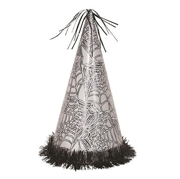 Silver Spider Web Jumbo Party Hat 33cm - The Party Marketplace