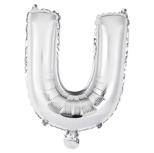 Silver "U" Letter Foil Balloon (35cm) - The Party Marketplace
