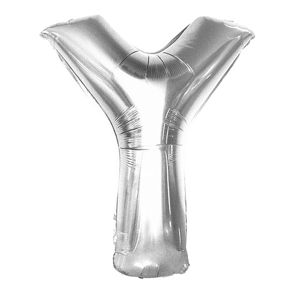 Silver "Y" Letter Foil Balloon (86cm) - The Party Marketplace
