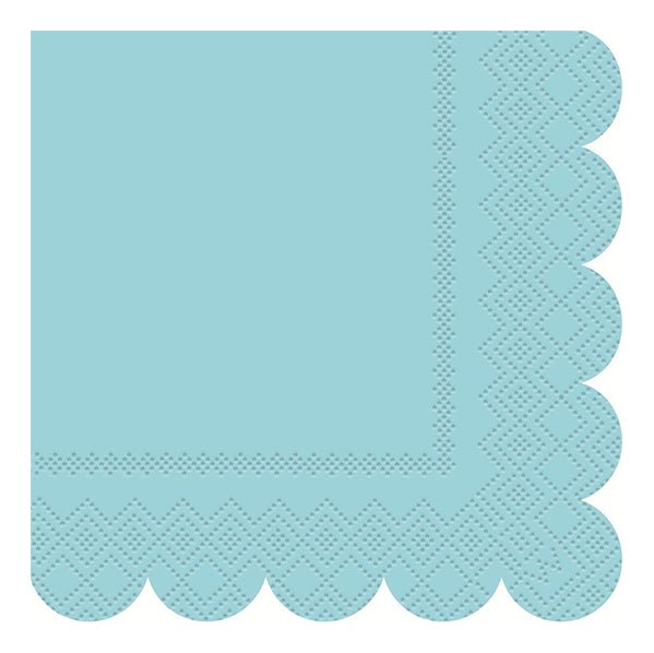 Sky Blue Scalloped Edge Luncheon Napkins (Pack of 16) - The Party Marketplace