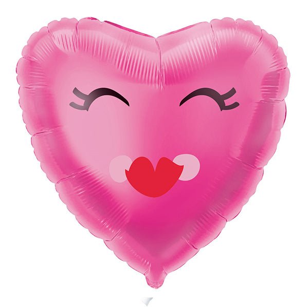 Smiling Pink Heart Foil Balloon 45cm - The Party Marketplace