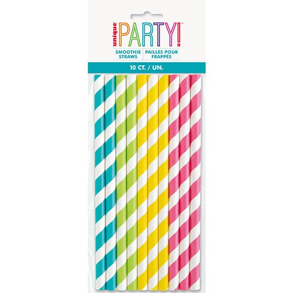 Smoothie Paper Straws - Assorted (Pack of 10) - The Party Marketplace