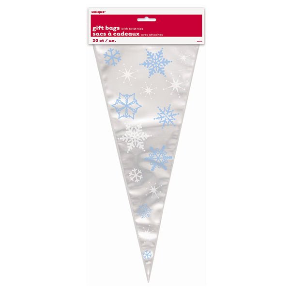 Snowflakes Cone Cello Bags (Pack of 20) - The Party Marketplace