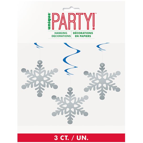 Snowflakes Hanging Decorations (Pack of 3) - The Party Marketplace