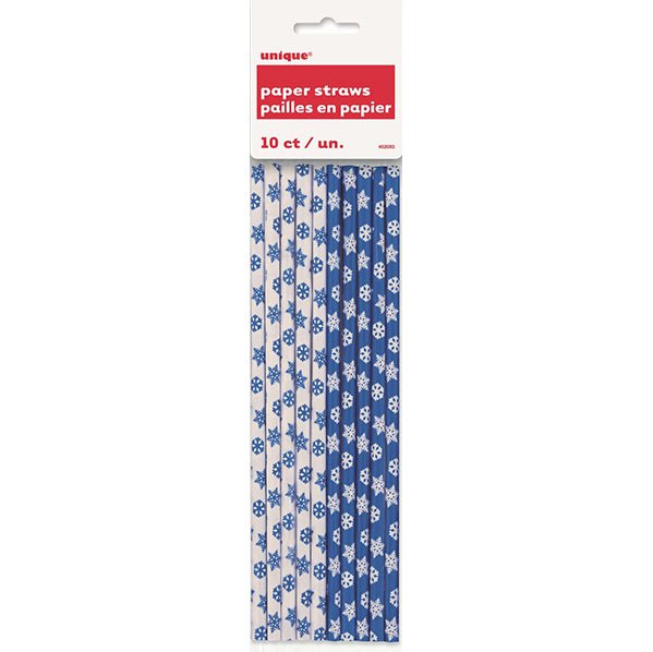 Snowflakes Paper Straws (Pack of 10) - The Party Marketplace