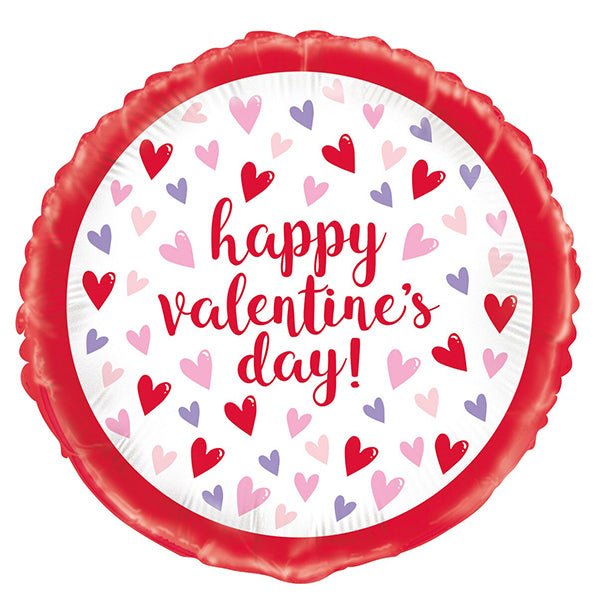 Sparkling Hearts "Happy Valentine's Day" Foil Balloon 45cm - The Party Marketplace