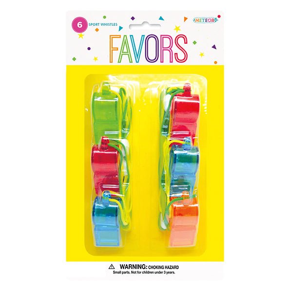 Sports Whistles (Pack of 6) - The Party Marketplace