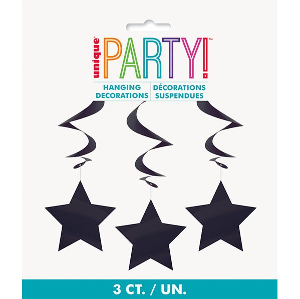 Star Hanging Swirls - Midnight Black (Pack of 3) - The Party Marketplace