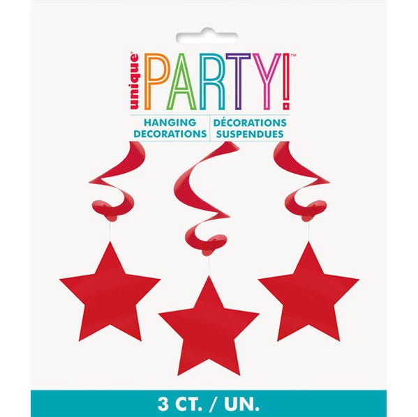 Star Hanging Swirls - Ruby Red (Pack of 3) - The Party Marketplace