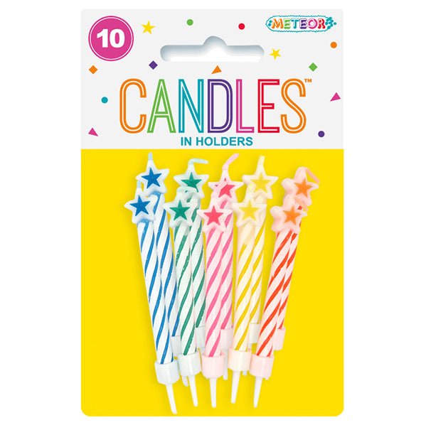 Star Shaped Candles - Assorted Colours (Pack of 10) - The Party Marketplace
