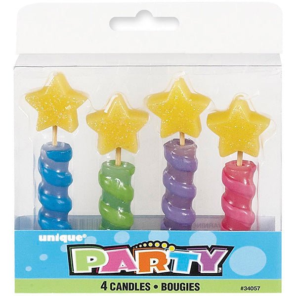 Star Top Candles (Pack of 4) - The Party Marketplace