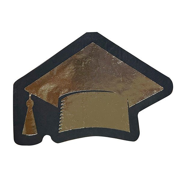 Starry Graduation Foil Stamped Cap Shaped Luncheon Napkins (Pack of 16) - The Party Marketplace