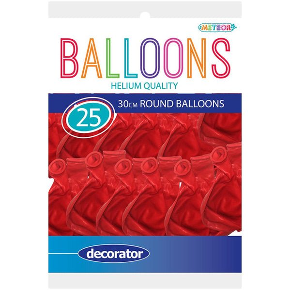 Strawberry Red Decorator Balloons 30cm (Pack of 25) - The Party Marketplace