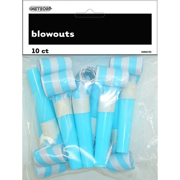 Stripe & Chevron Assorted Blowouts - Powder Blue (Pack of 10) - The Party Marketplace