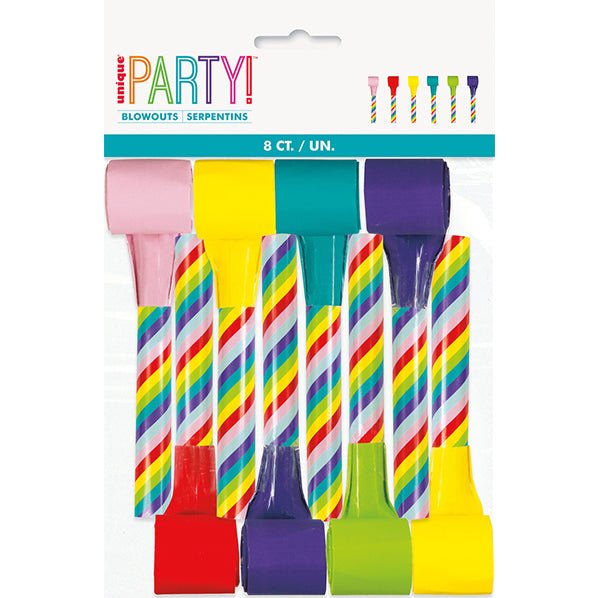 Striped Blowouts (Pack of 8) - The Party Marketplace