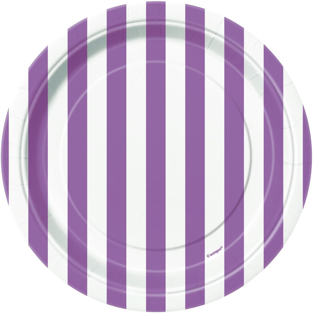 Stripes Pretty Purple Paper Plates 18cm (Pack of 8) - The Party Marketplace
