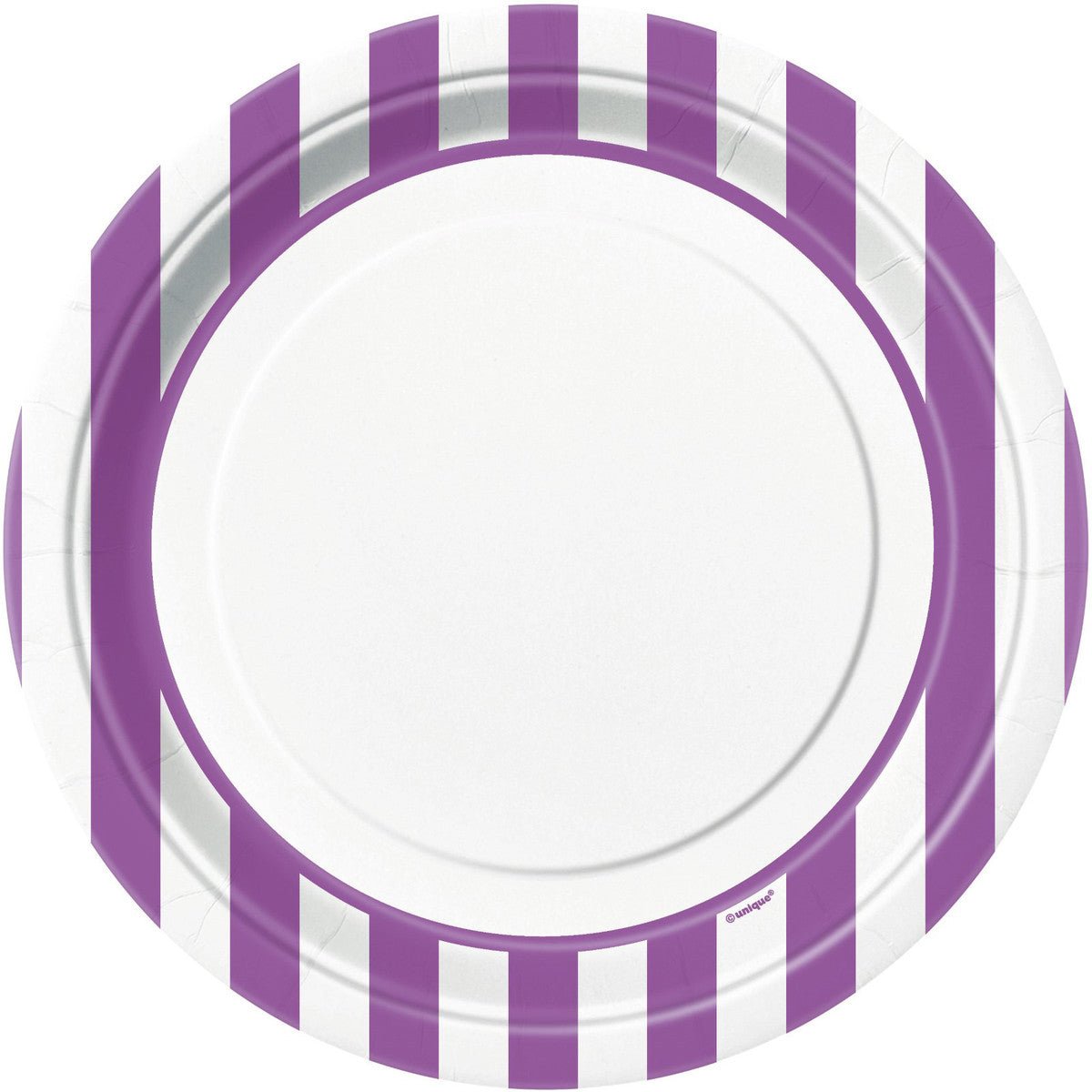 Stripes Pretty Purple Paper Plates 23cm (Pack of 8) - The Party Marketplace
