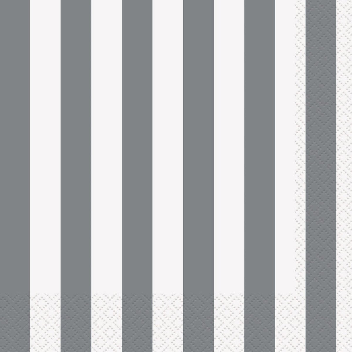 Stripes Silver Beverage Napkins (Pack of 16) - The Party Marketplace