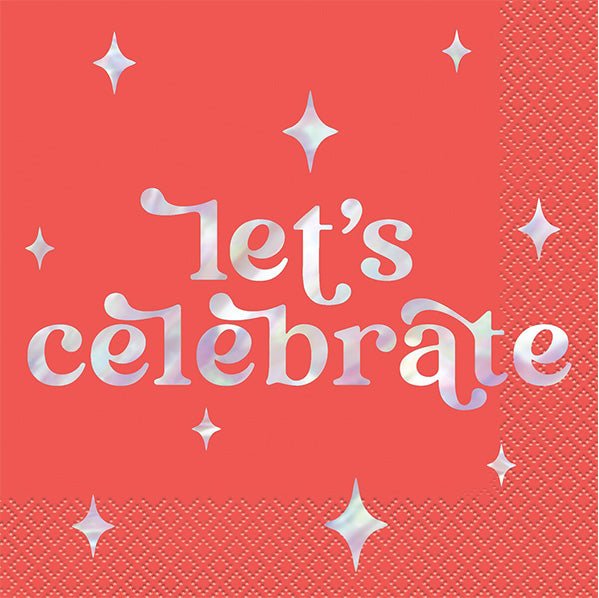 Summer Disco "Celebrate" Foil Stamped Luncheon Napkins (Pack of 16) - The Party Marketplace