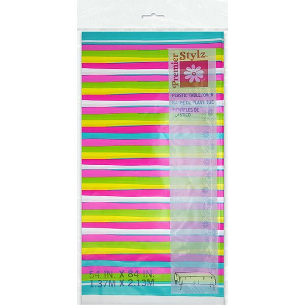 Summer Stripes Printed Tablecover 137cm x 213cm - The Party Marketplace