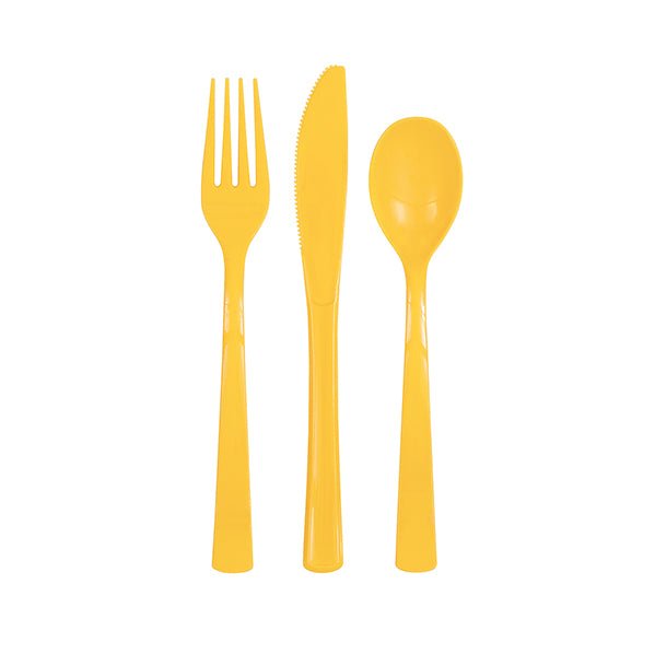 Sunflower Yellow Assorted Cutlery (Pack of 18) - The Party Marketplace