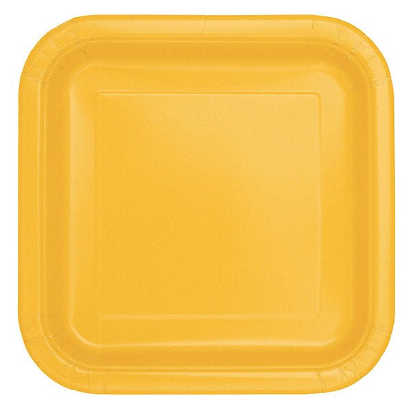 Sunflower Yellow Square Paper Plates 18cm (Pack of 8) - The Party Marketplace