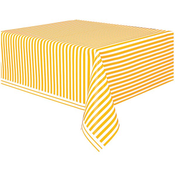 Sunflower Yellow Stripes Printed Tablecover 137cm x 274cm - The Party Marketplace