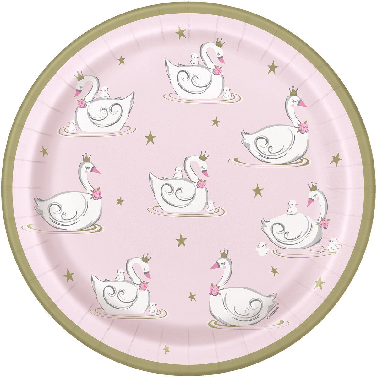Swan Birthday Paper Plates 23cm (Pack of 8) - The Party Marketplace