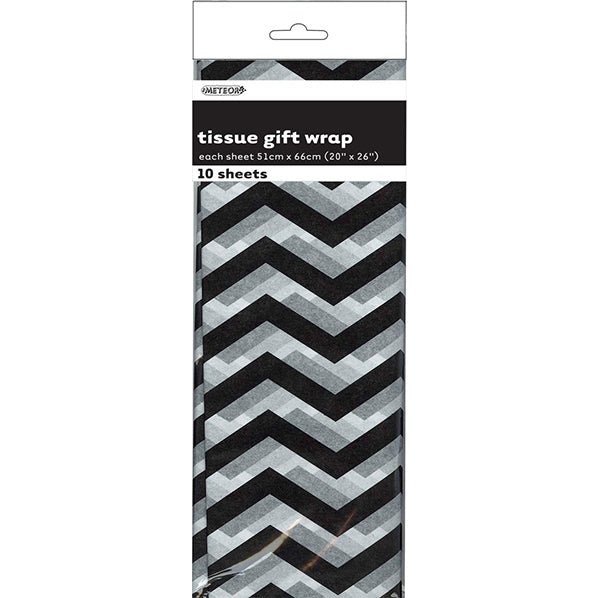 Tissue Paper - Black Chevron (10 Sheets) - The Party Marketplace