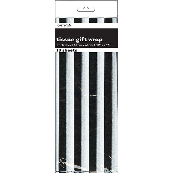 Tissue Paper - Black Stripes (10 Sheets) - The Party Marketplace