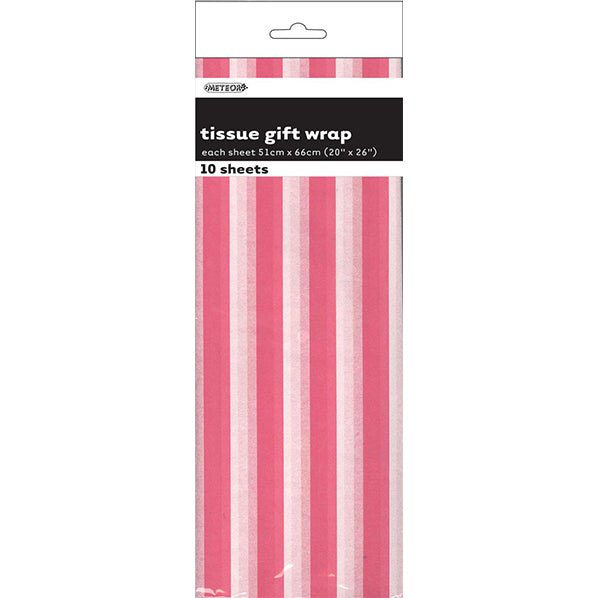 Tissue Paper - Hot Pink Stripes (10 Sheets) - The Party Marketplace