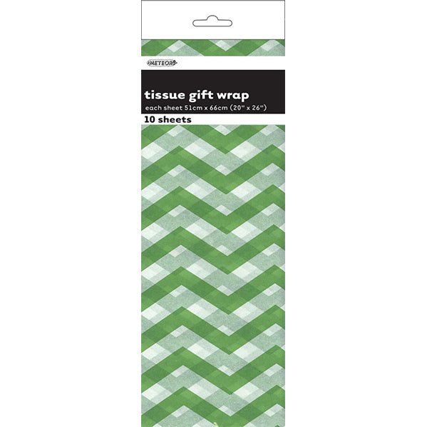 Tissue Paper - Lime Green Chevron (10 Sheets) - The Party Marketplace