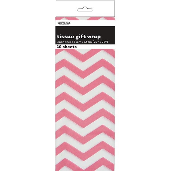 Tissue Paper - Lovely Pink Chevron (10 Sheets) - The Party Marketplace